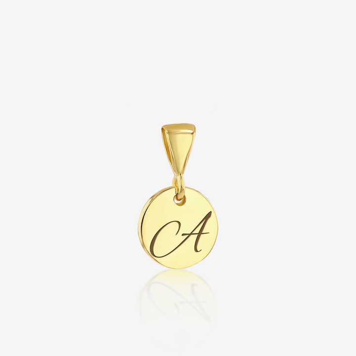 A Initial Cursive Engraved Pendant ONLY 14K 925 Gold Vermeil