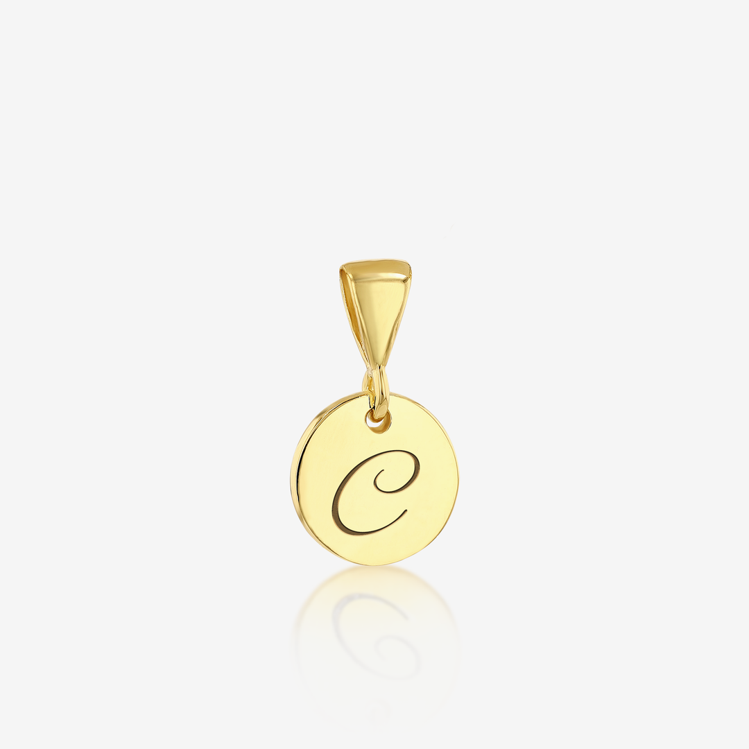 C Initial Cursive Engraved Pendant ONLY 14K 925 Gold Vermeil – Ema