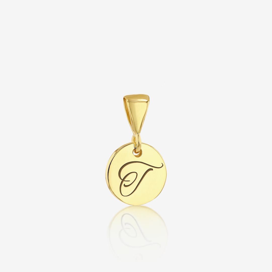 ADD on Initial Cursive Engraved Pendant ONLY 14K 925 Gold Vermeil