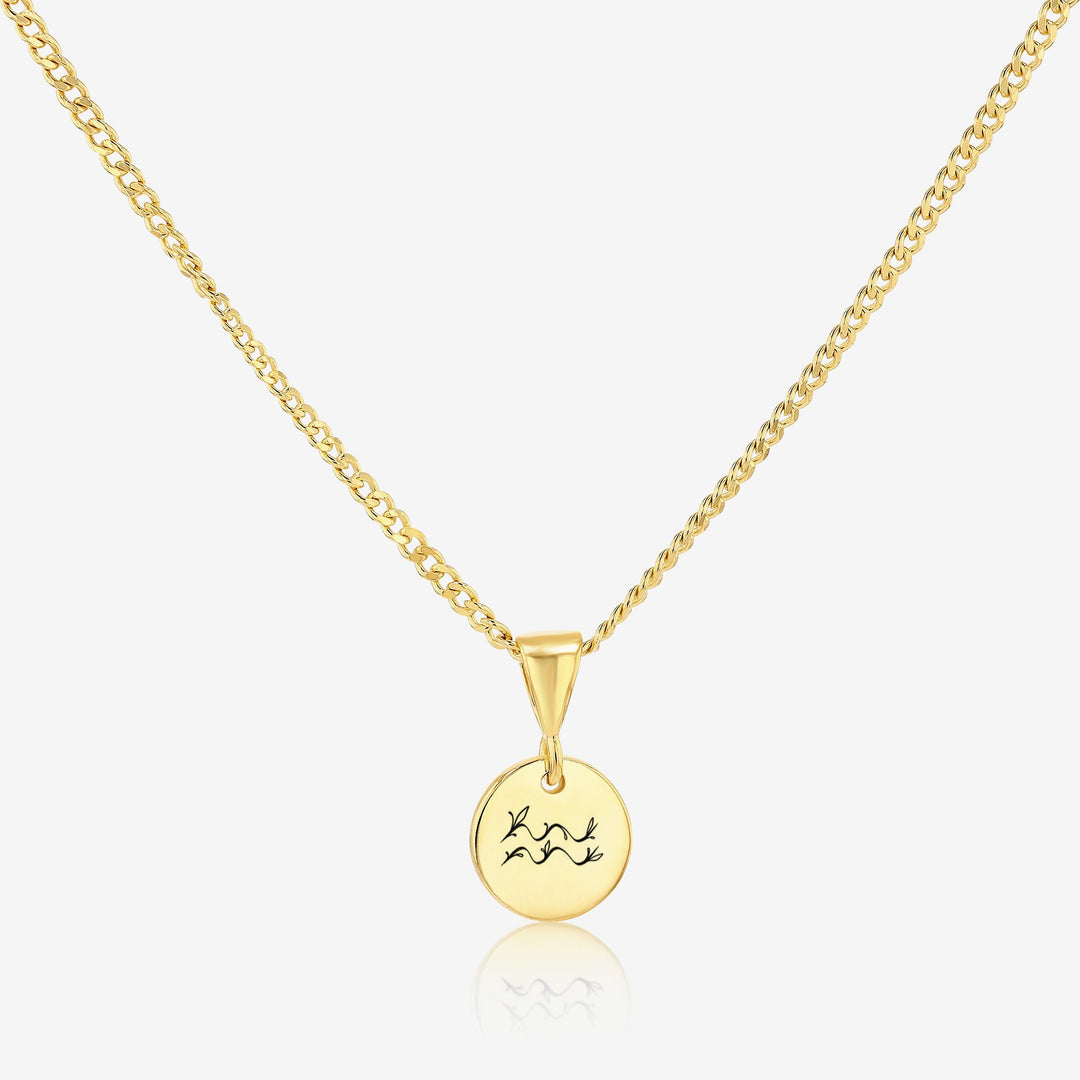 Aquarius Zodiac Sign Pendant Necklace 14K 925K Gold Vermeil - Ema Jewels