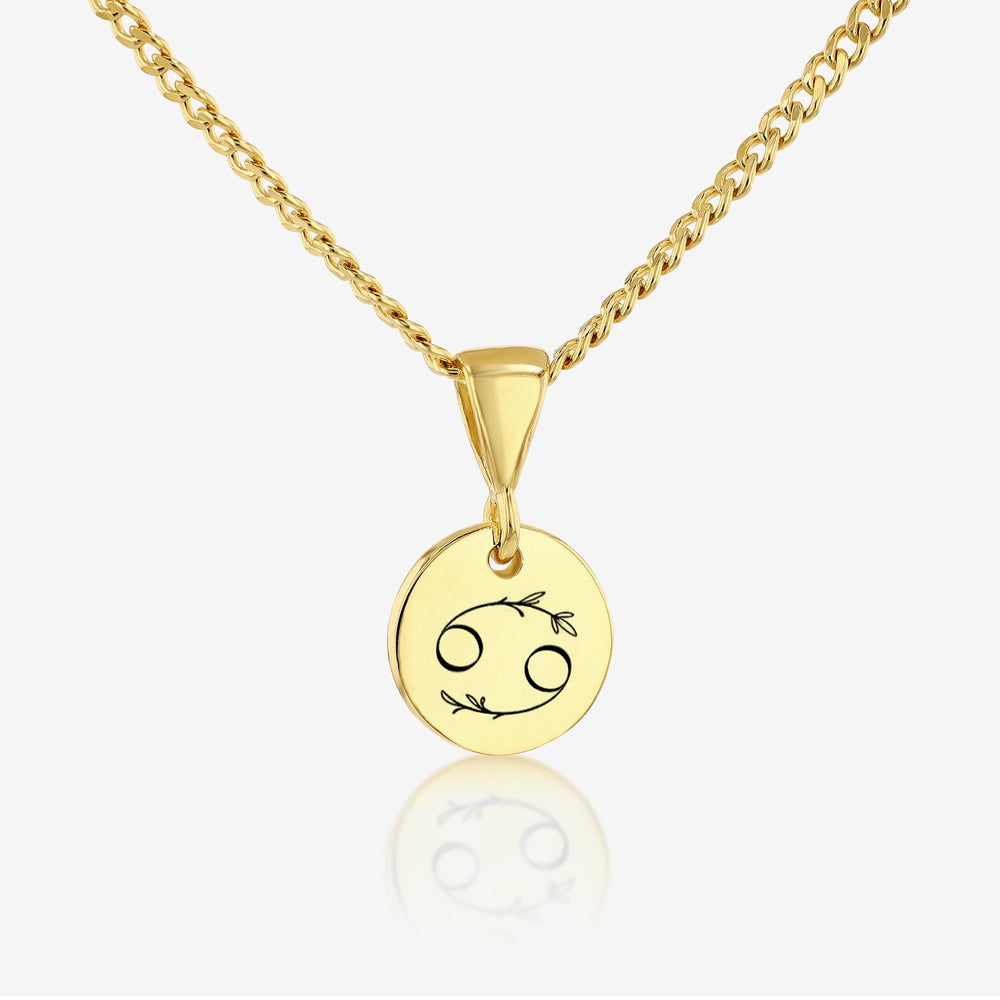 Cancer Zodiac Sign Pendant Necklace 14K 925K Gold Vermeil - Ema Jewels