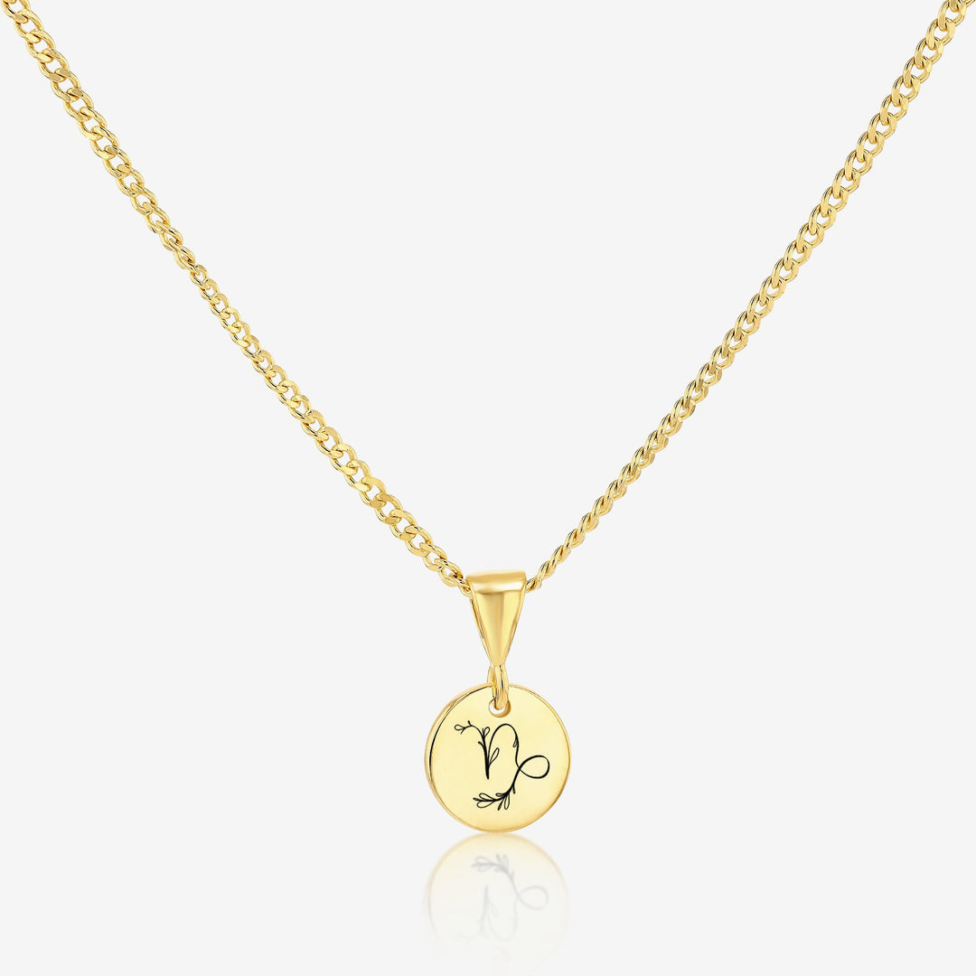 Capricorn Zodiac Sign Pendant Necklace 14K 925K Gold Vermeil - Ema Jewels