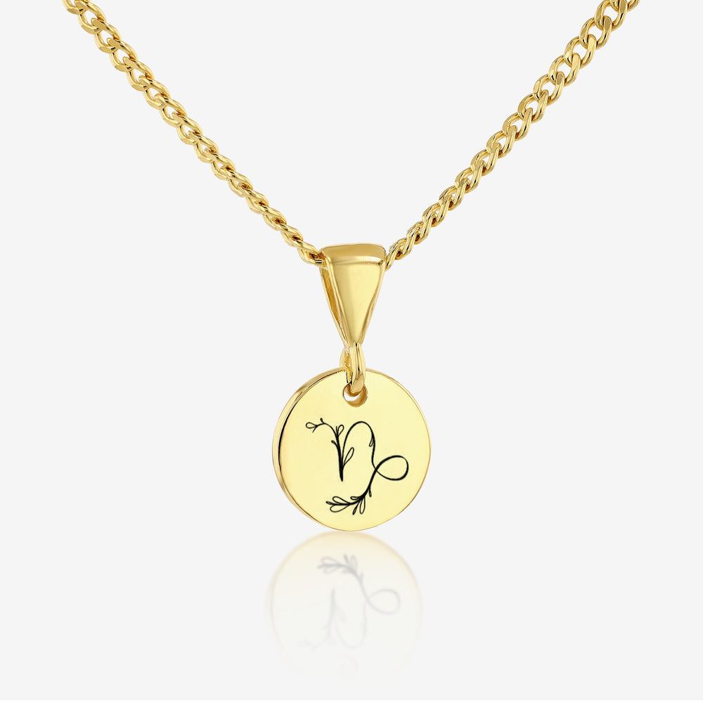 Capricorn Zodiac Sign Pendant Necklace 14K 925K Gold Vermeil - Ema Jewels