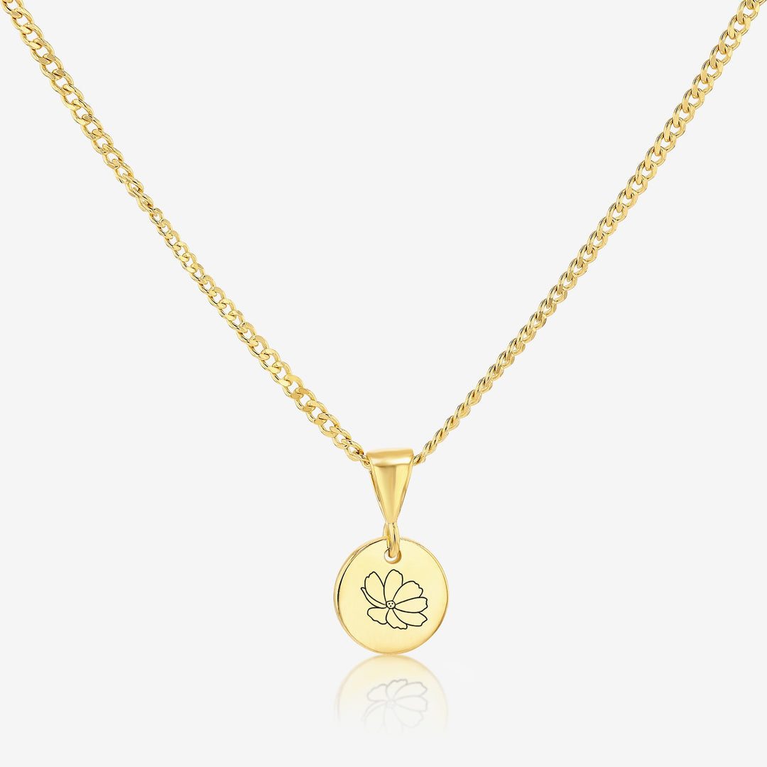 Cosmos October Birth Flower Pendant Necklace 14K 925K Gold Vermeil - Ema Jewels