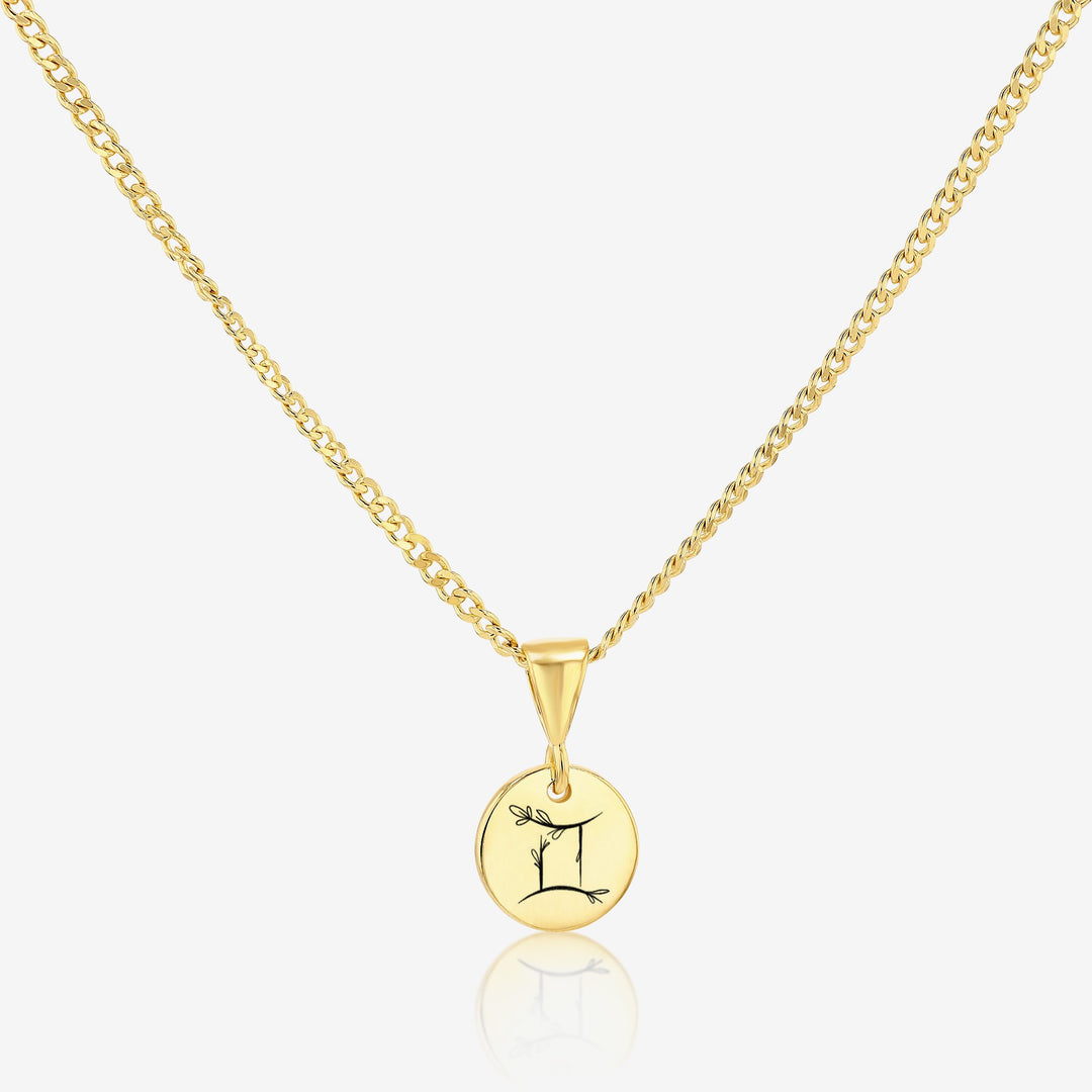 Gemini Zodiac Sign Pendant Necklace 14K 925K Gold Vermeil - Ema Jewels