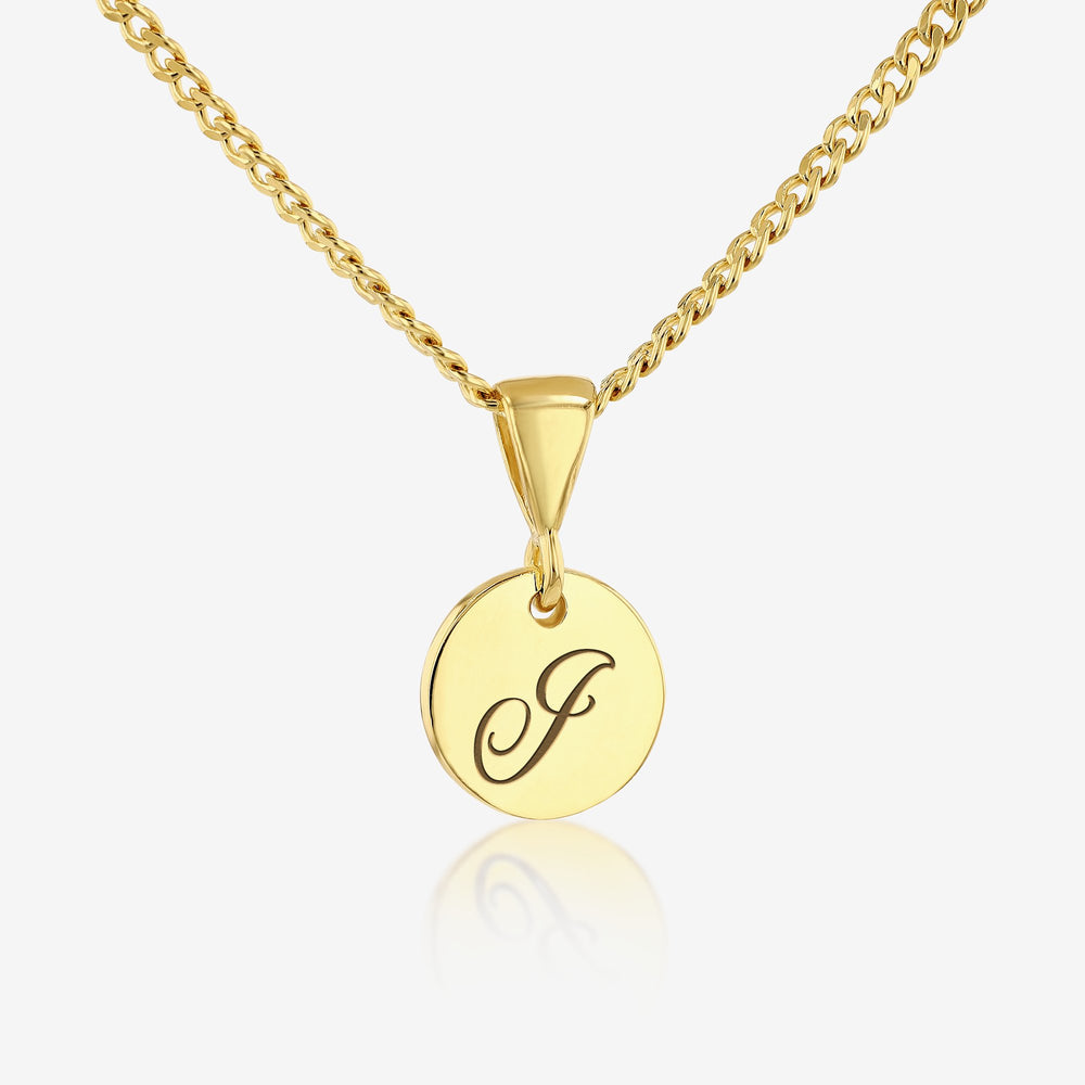 I Initial Cursive Engraved Pendant Necklace 14K 925K Gold Vermeil - Ema Jewels