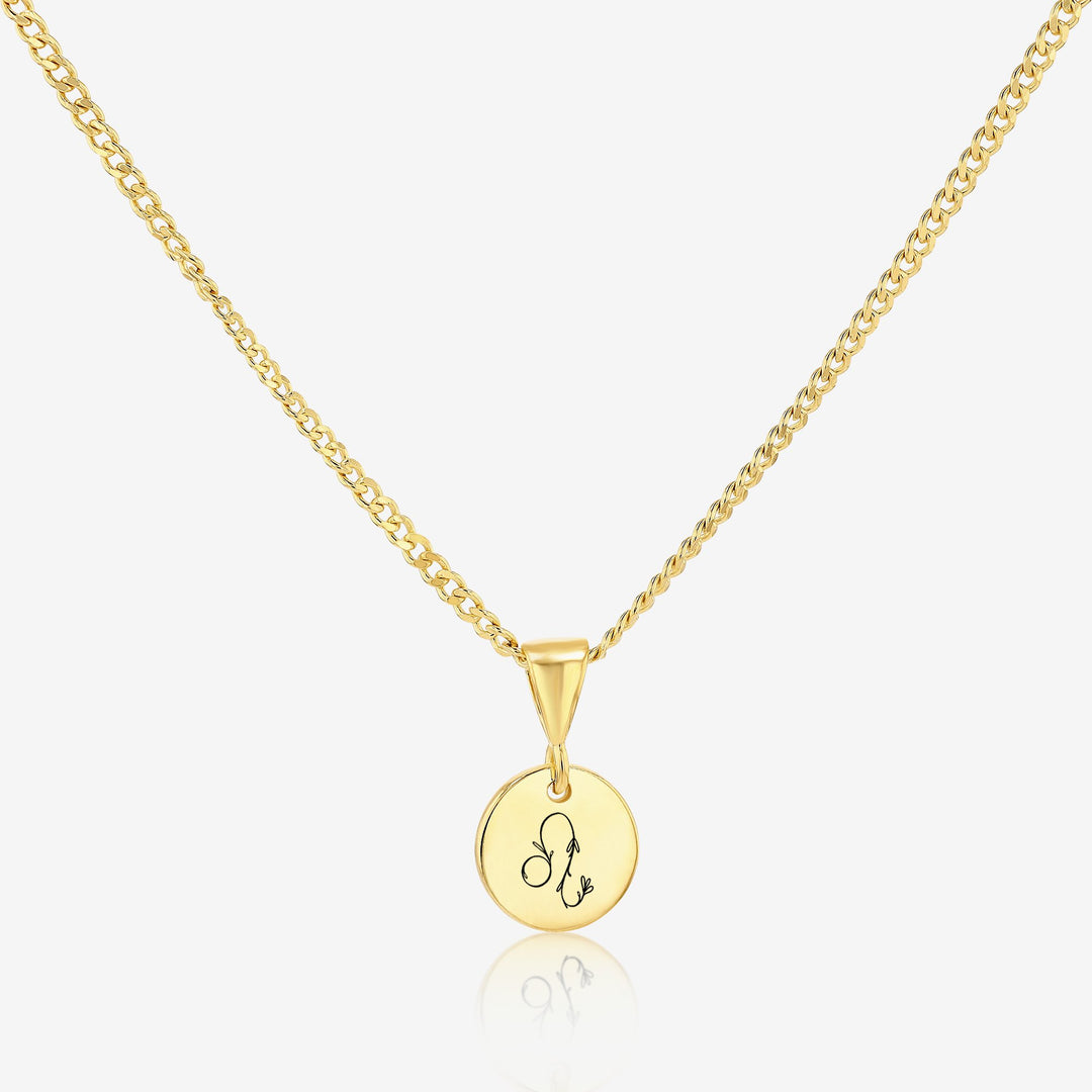 Leo Zodiac Sign Pendant Necklace 14K 925K Gold Vermeil - Ema Jewels