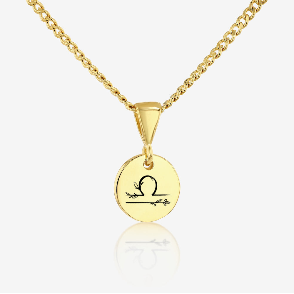 Libra Zodiac Sign Pendant Necklace 14K 925K Gold Vermeil - Ema Jewels