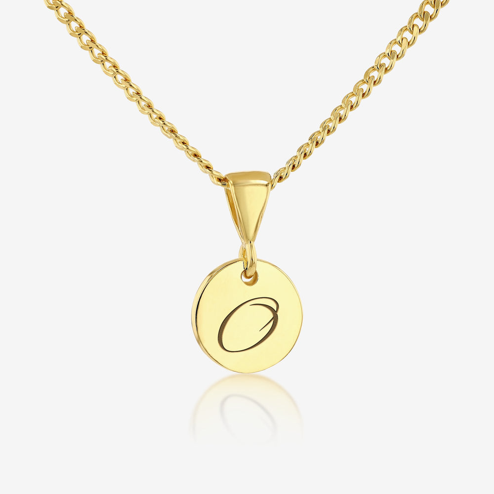 O Initial Cursive Engraved Pendant Necklace 14K 925K Gold Vermeil - Ema Jewels