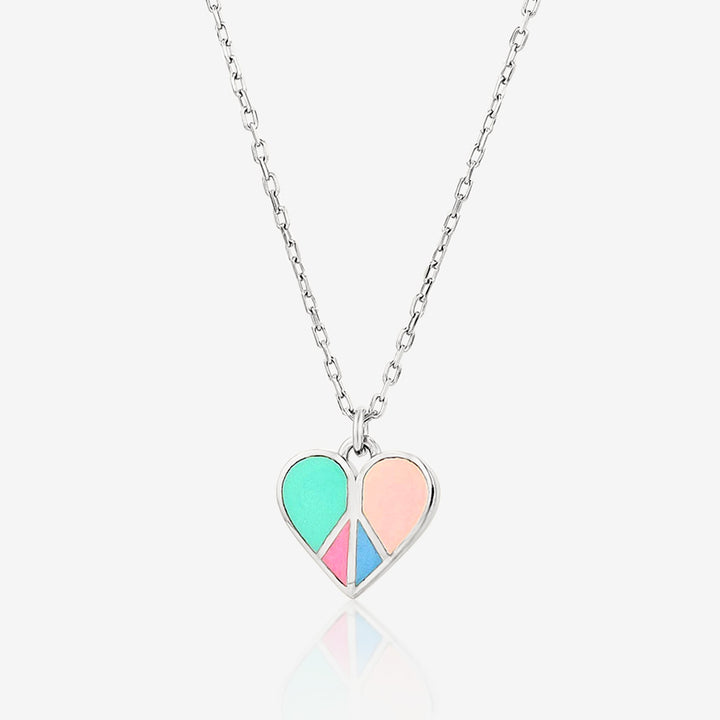 Pastel Peace Heart Necklace - Ema Jewels