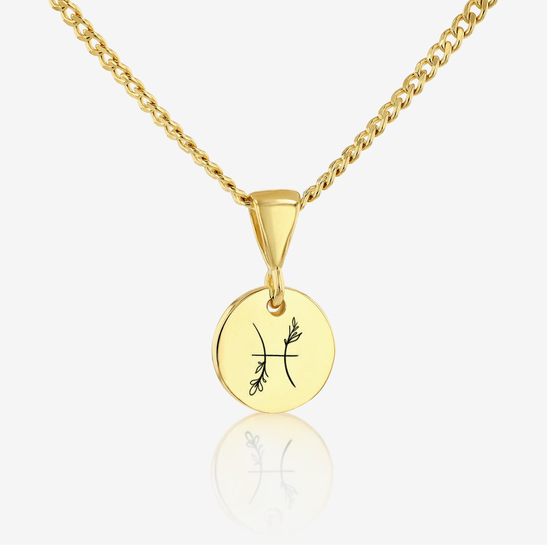 Pisces Zodiac Sign Pendant Necklace 14K 925K Gold Vermeil - Ema Jewels