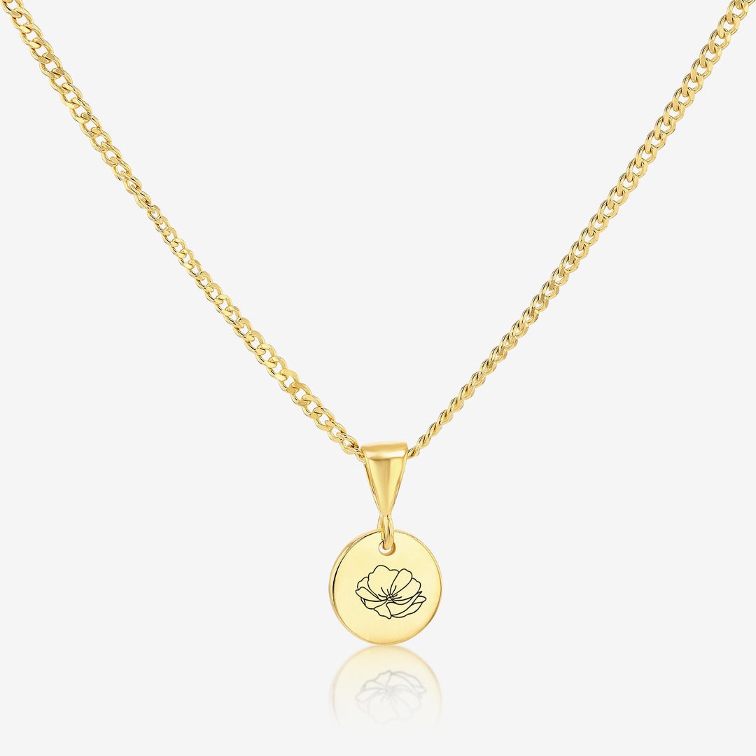 Poppy August Birth Flower Pendant Necklace 14K 925K Gold Vermeil - Ema Jewels