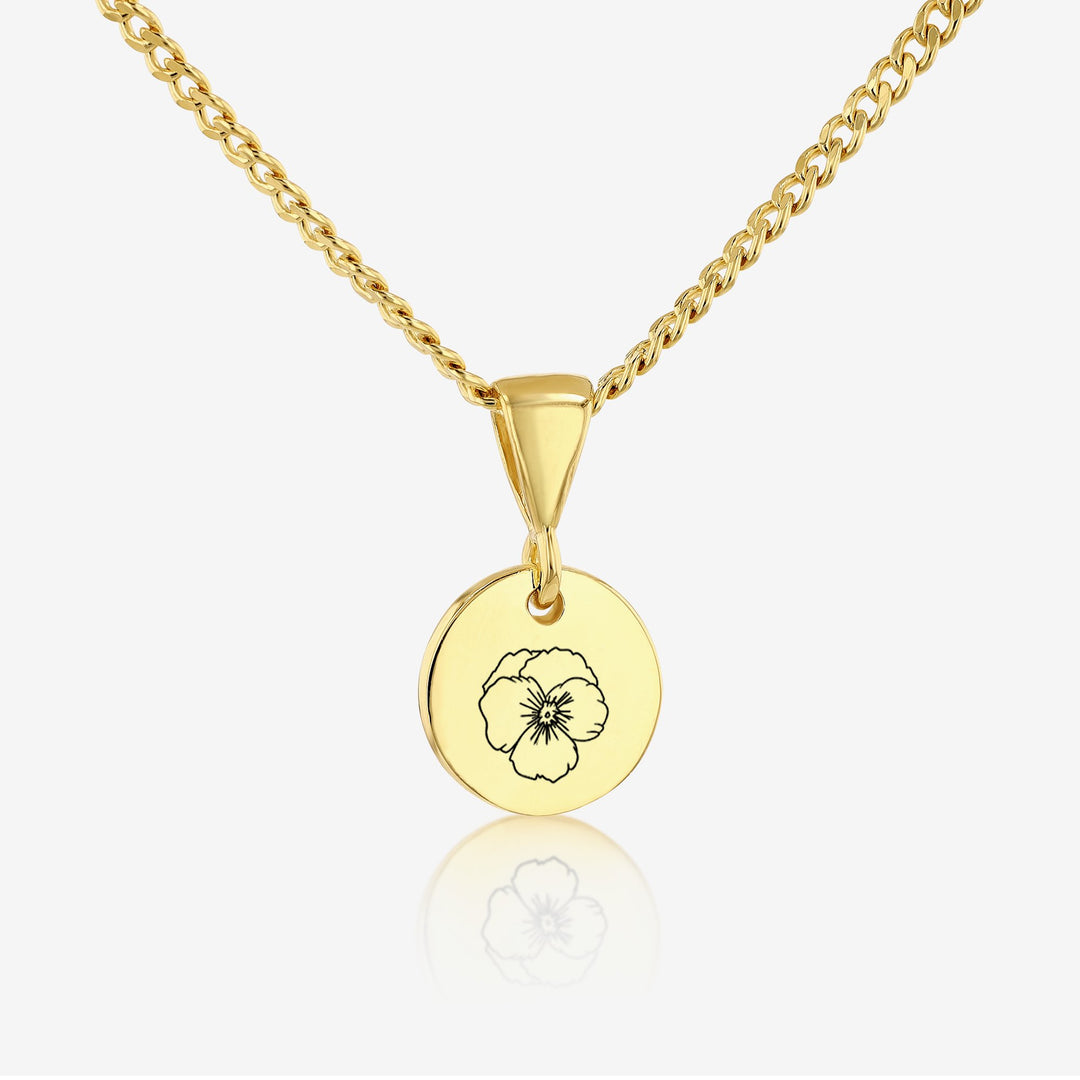 Primrose February Birth Flower Pendant Necklace 14K 925K Gold Vermeil - Ema Jewels