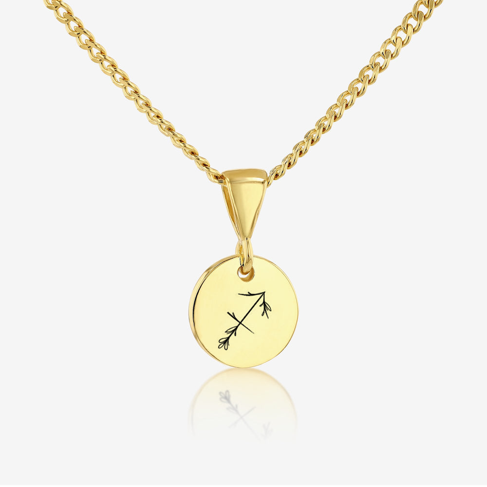 Sagittarius Zodiac Sign Pendant Necklace 14K 925K Gold Vermeil - Ema Jewels