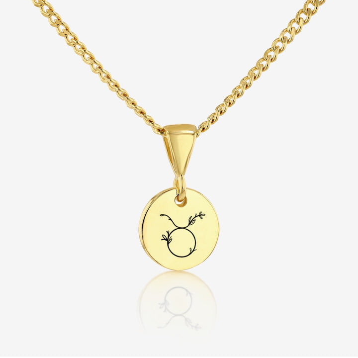 Taurus Zodiac Sign Pendant Necklace 14K 925K Gold Vermeil - Ema Jewels