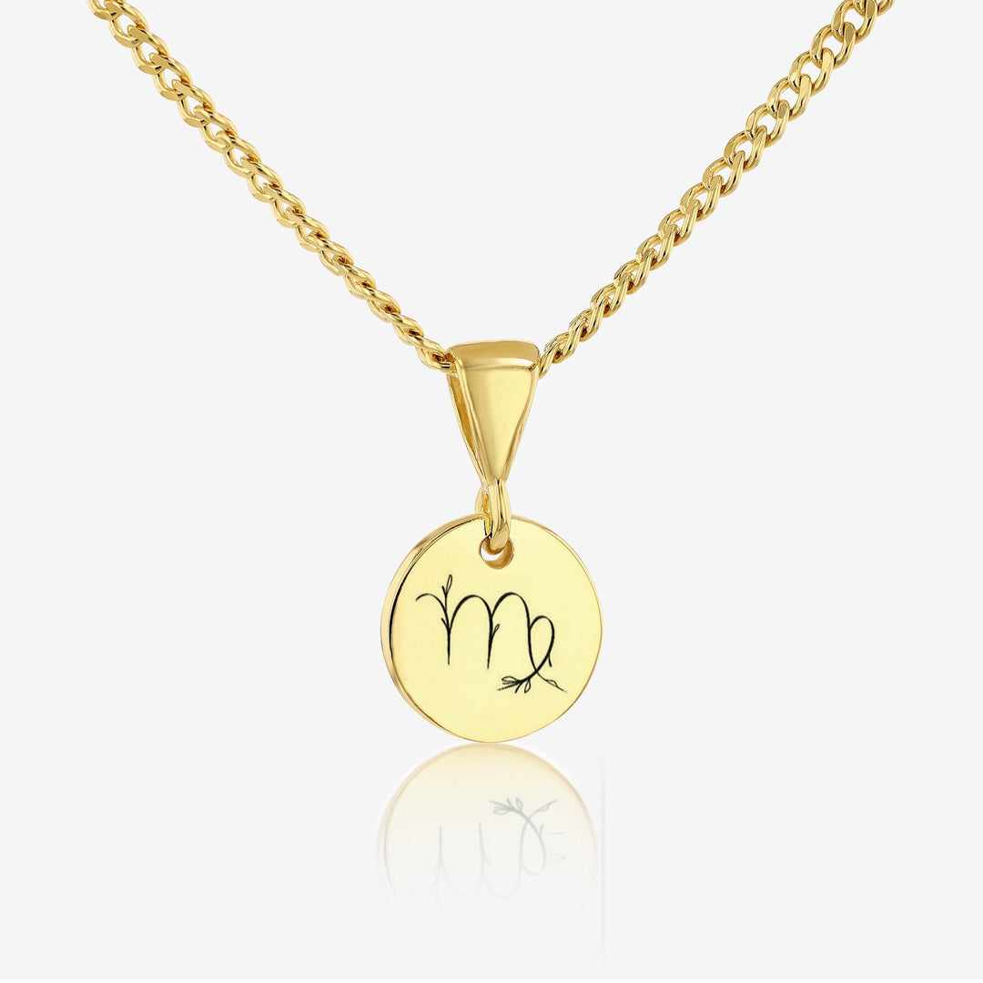 Virgo Zodiac Sign Pendant Necklace 14K 925K Gold Vermeil - Ema Jewels