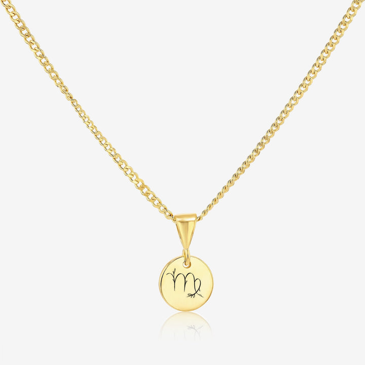 Virgo Zodiac Sign Pendant Necklace 14K 925K Gold Vermeil - Ema Jewels