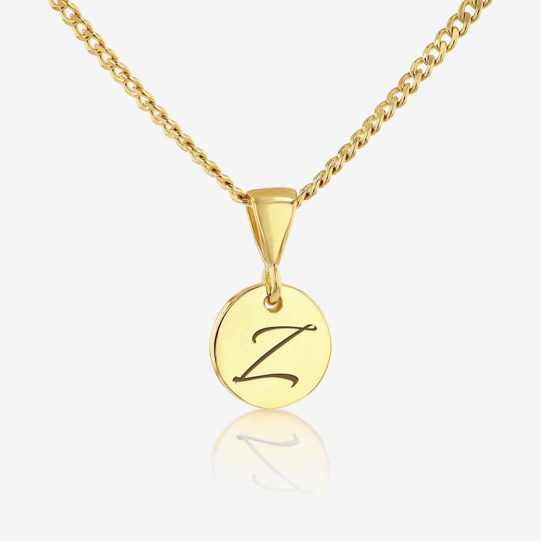 Z Initial Cursive Engraved Pendant Necklace 14K 925K Gold Vermeil - Ema Jewels