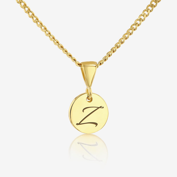 Z Initial Cursive Engraved Pendant Necklace 14K 925K Gold Vermeil - Ema Jewels