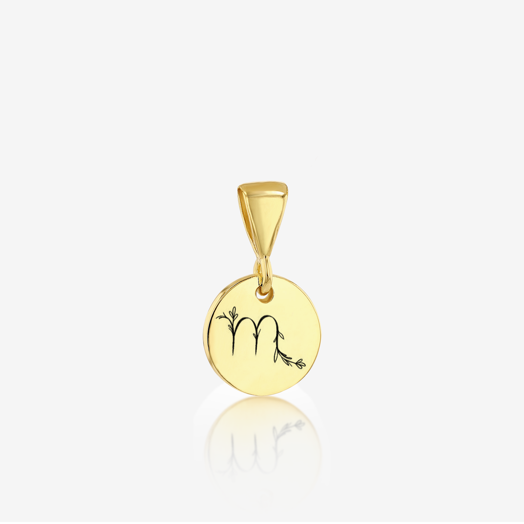 ADD on Initial Cursive Engraved Pendant ONLY 14K 925 Gold Vermeil