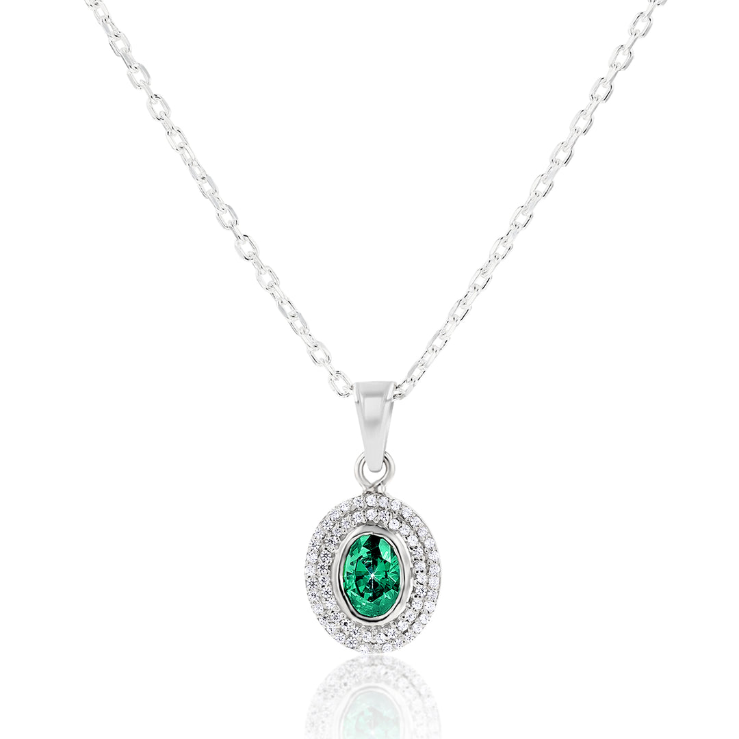 Hebe Emerald Sterling Silver Necklace