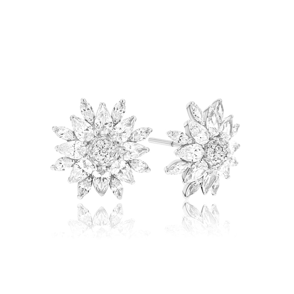 Alectrona Crystal Sterling Silver Earrings - Ema Jewels