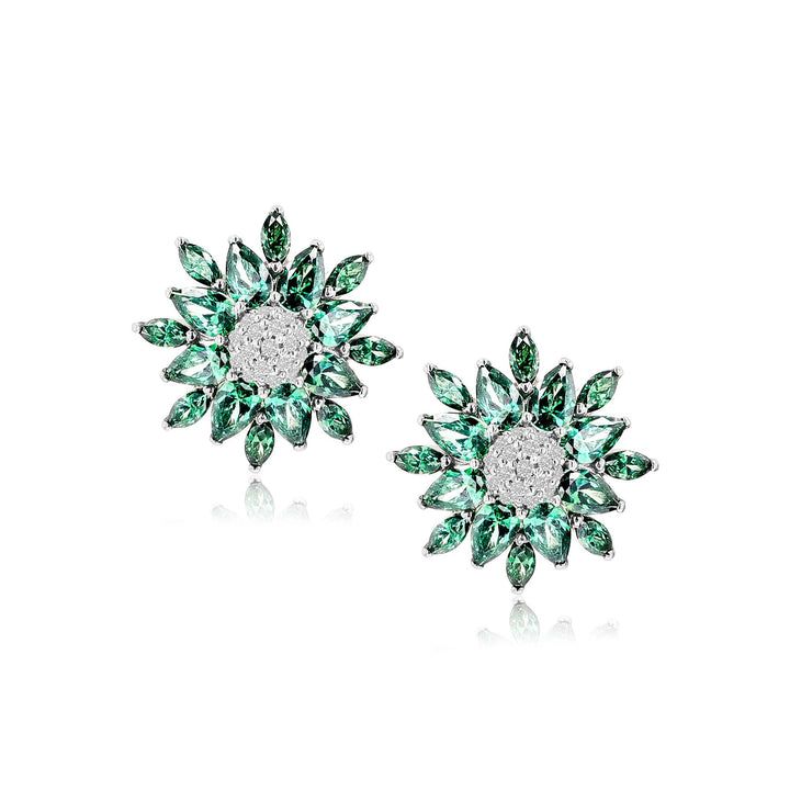 Alectrona Emerald Sterling Silver Earrings - Ema Jewels
