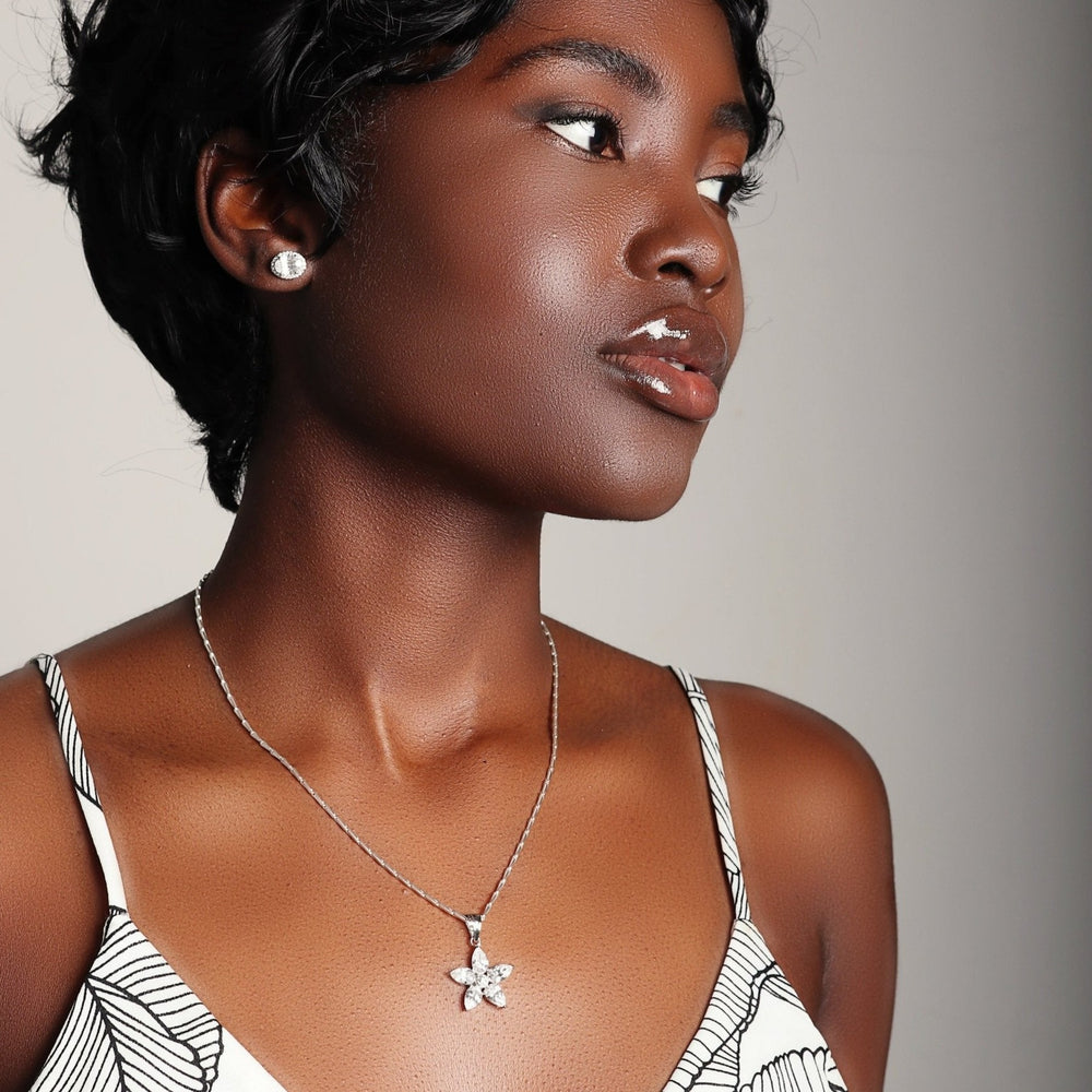 Aletheia Crystal Sterling Silver Necklace. - Ema Jewels
