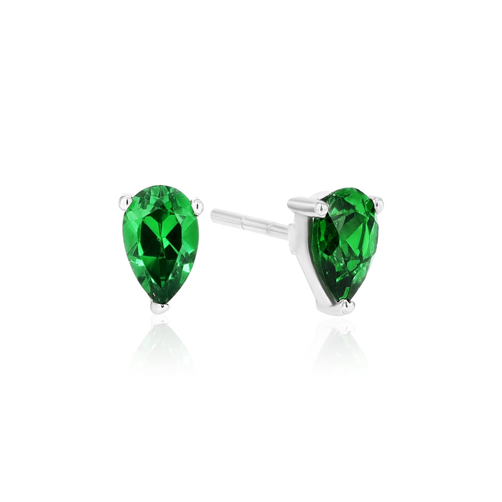 Aletheia Emerald Sterling Silver Earrings - Ema Jewels