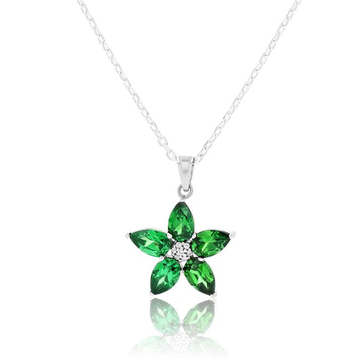 Aletheia Emerald Sterling Silver Necklace & Earring Set - Ema Jewels