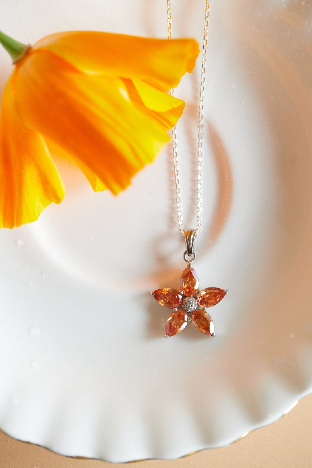 Aletheia Sunflower Sterling Silver Necklace. - Ema Jewels