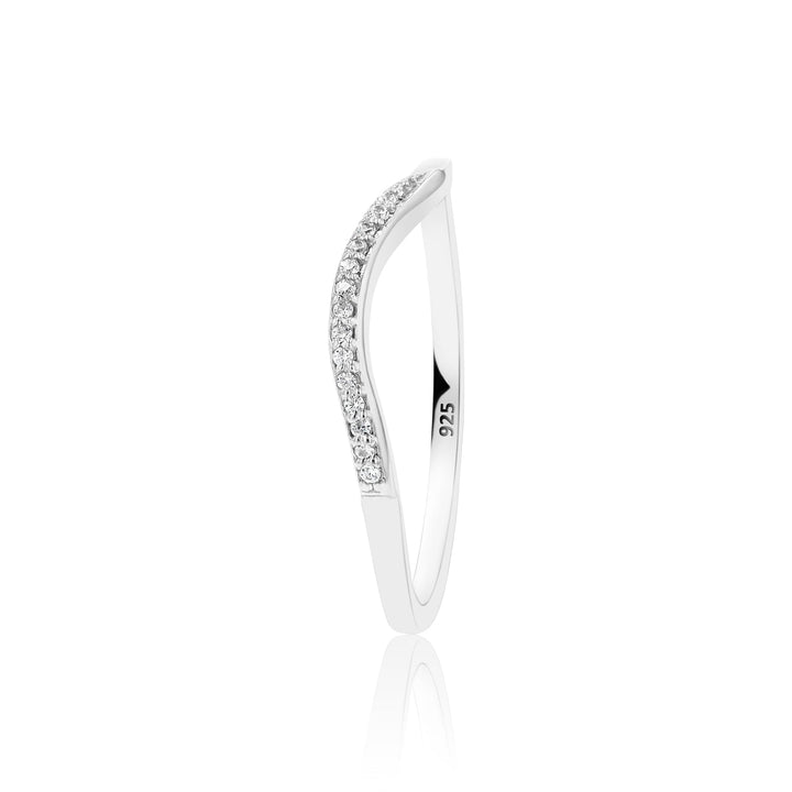 Ambrosia Stackable Crystal Sterling Silver Ring - Ema Jewels