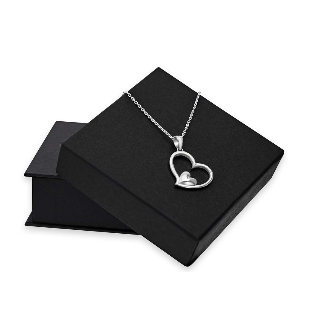 Amore Heart Sterling Silver Necklace - Ema Jewels