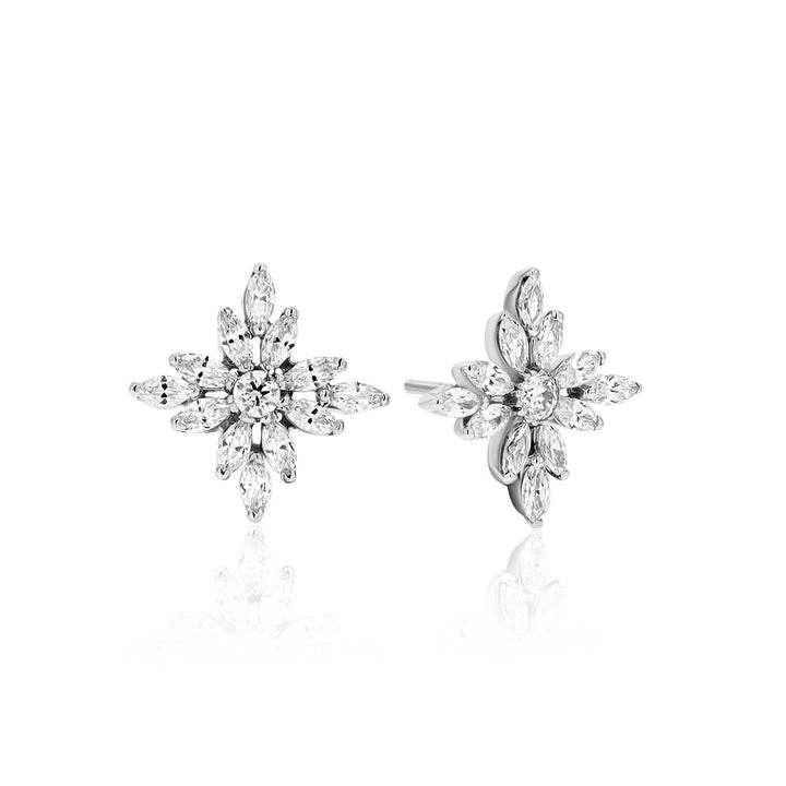 Atlas Crystal Sterling Silver Earrings - Ema Jewels