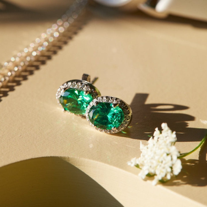 Bia Emerald Sterling Silver Earrings - Ema Jewels