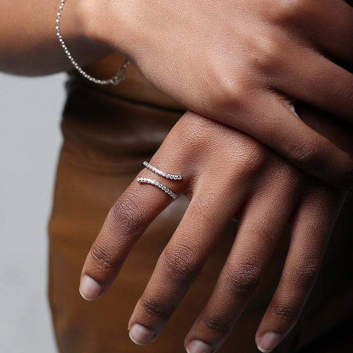 Bronte Crystal Sterling Silver Ring - Ema Jewels