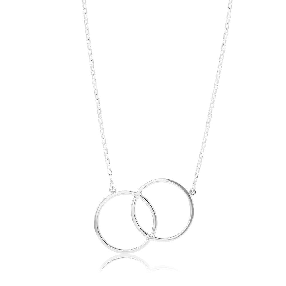 Castor Duet Circle Sterling Silver Necklace - Ema Jewels