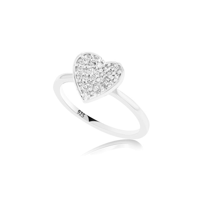 Charis Heart Shaped Crystal Sterling Silver Ring - Ema Jewels