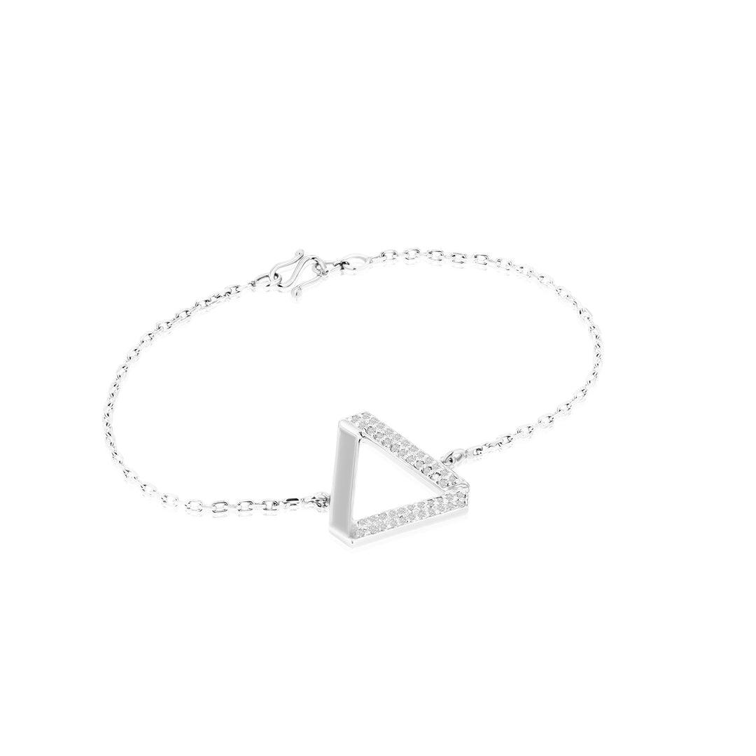 Clotho Triangle Crystal Sterling Silver Bracelet - Ema Jewels