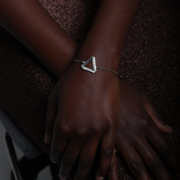 Clotho Triangle Crystal Sterling Silver Bracelet - Ema Jewels