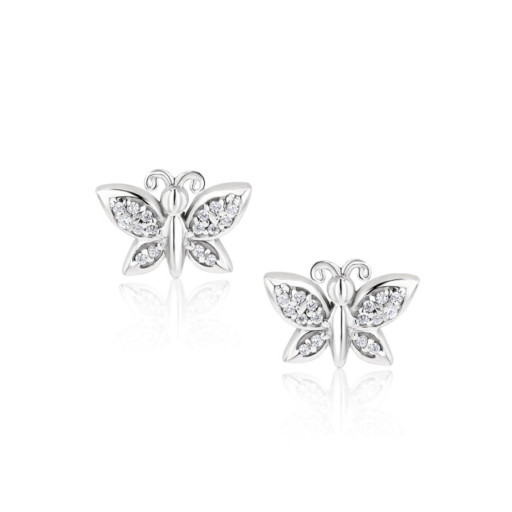 Dawson Necklace and Keres Butterfly Crystal Sterling Silver Earrings SET - Ema Jewels