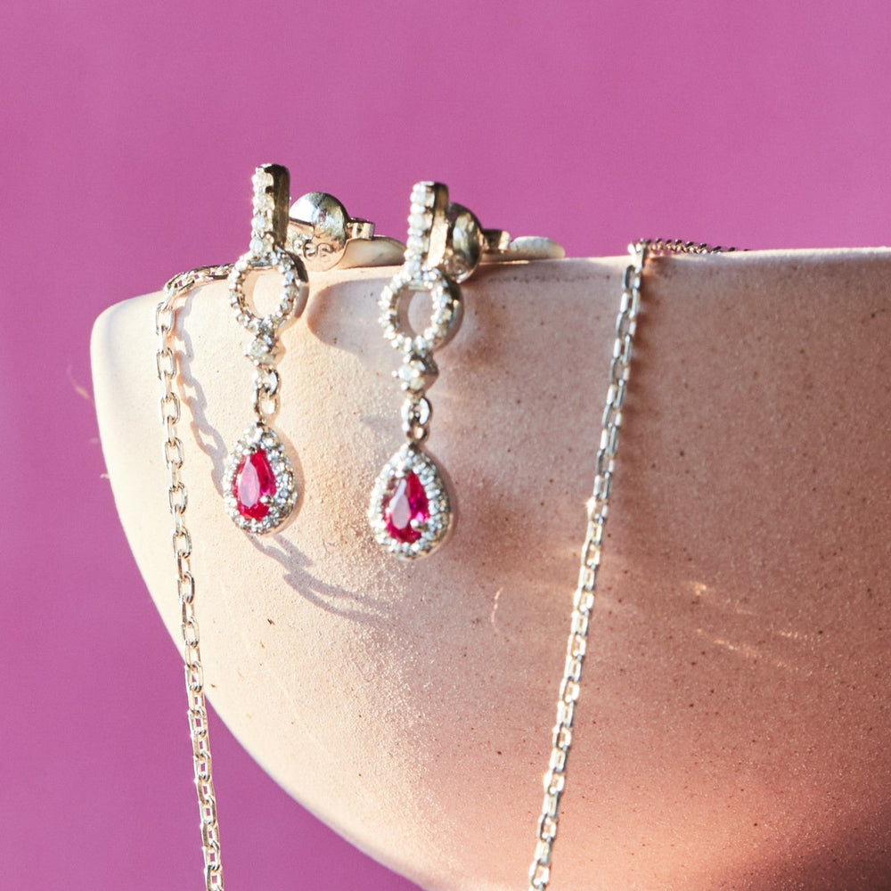 Demeter Fuchsia Sterling Silver Earrings - Ema Jewels