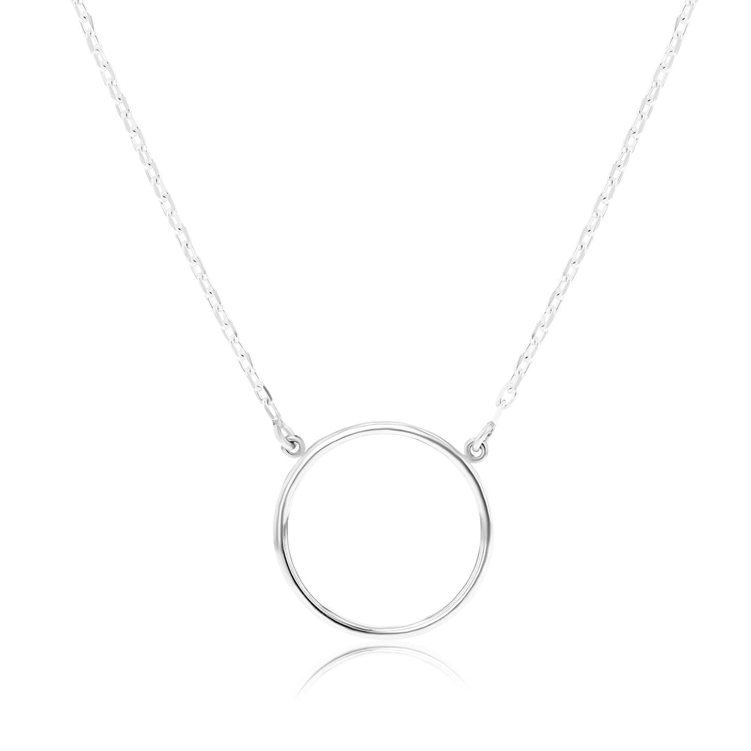 Equator Circle Necklace and Elpis Crystal Sterling Silver Earrings SET - Ema Jewels