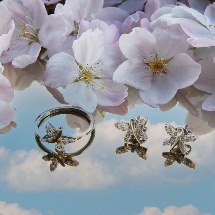Eurydice Dragonfly Crystal Sterling Silver Ring - Ema Jewels