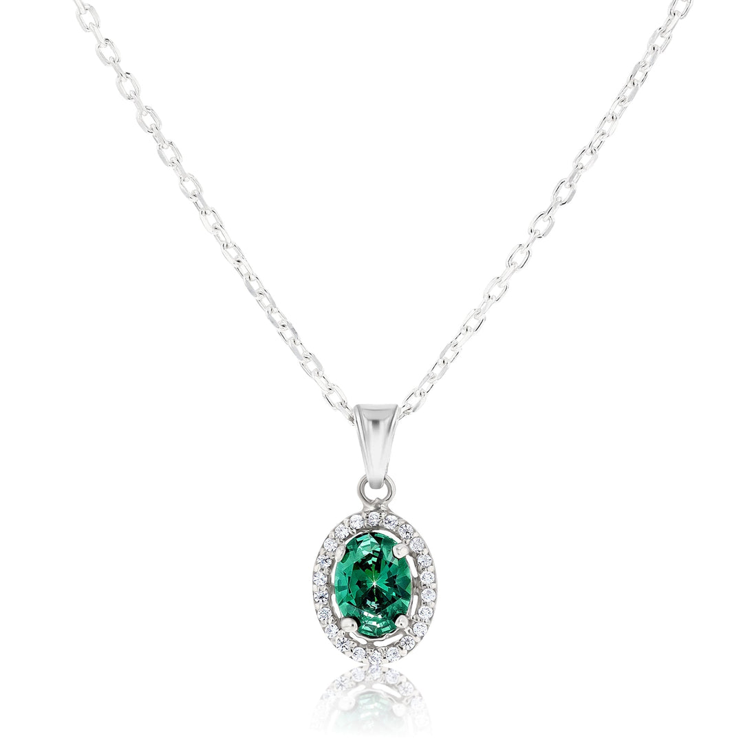 Euterpe Emerald Necklace & Bia Emerald Sterling Silver Earring SET - Ema Jewels
