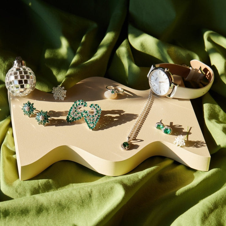 Euterpe Emerald Necklace & Bia Emerald Sterling Silver Earring SET - Ema Jewels