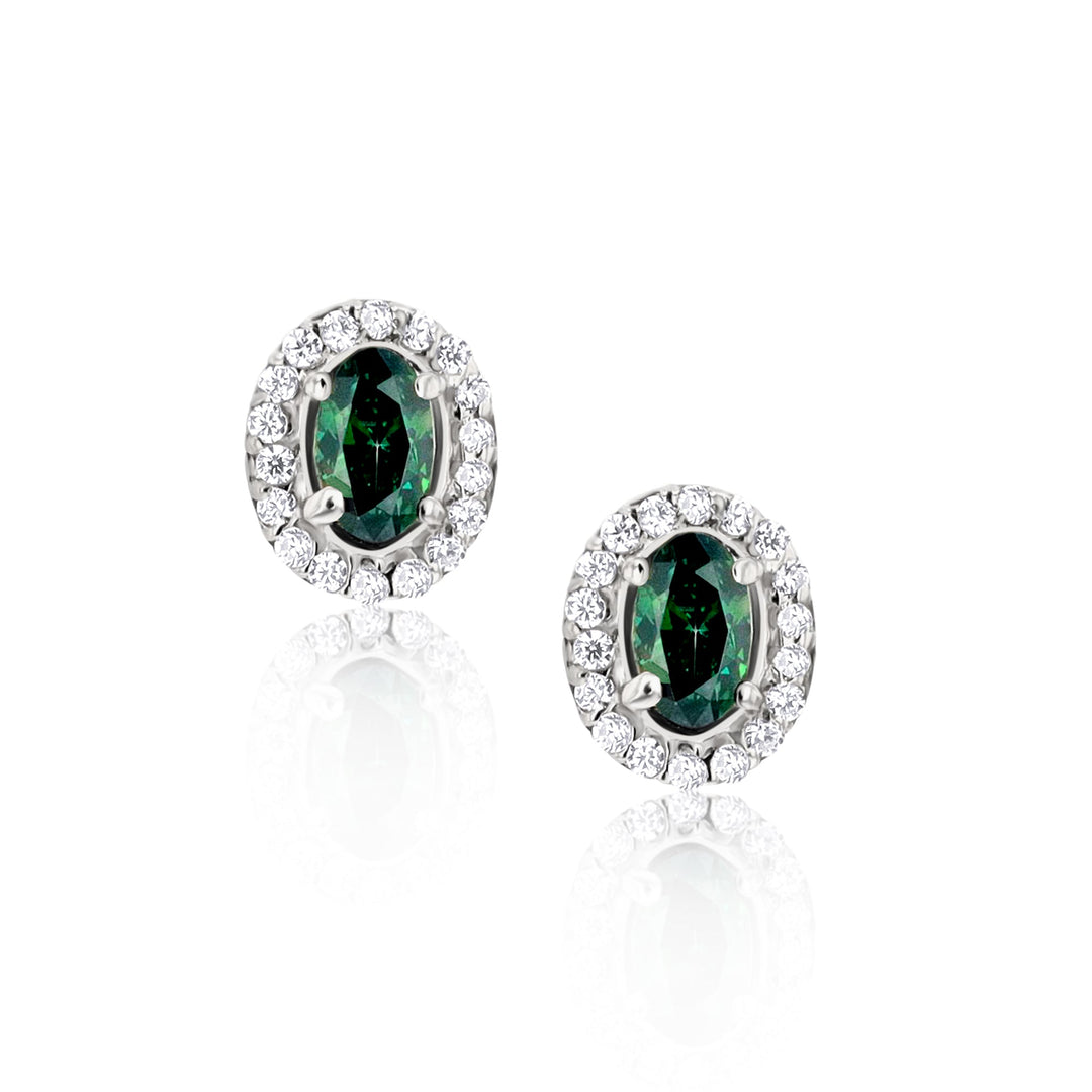 Euterpe Emerald Sterling Silver Earrings - Ema Jewels
