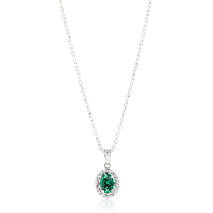 Euterpe Emerald Sterling Silver Necklace - Ema Jewels