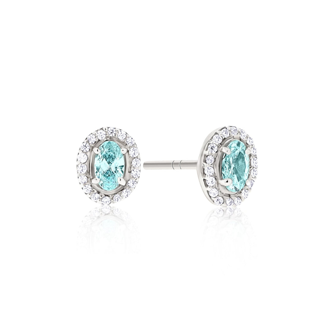 Euterpe Light Azure Studded Silver Earring - Ema Jewels