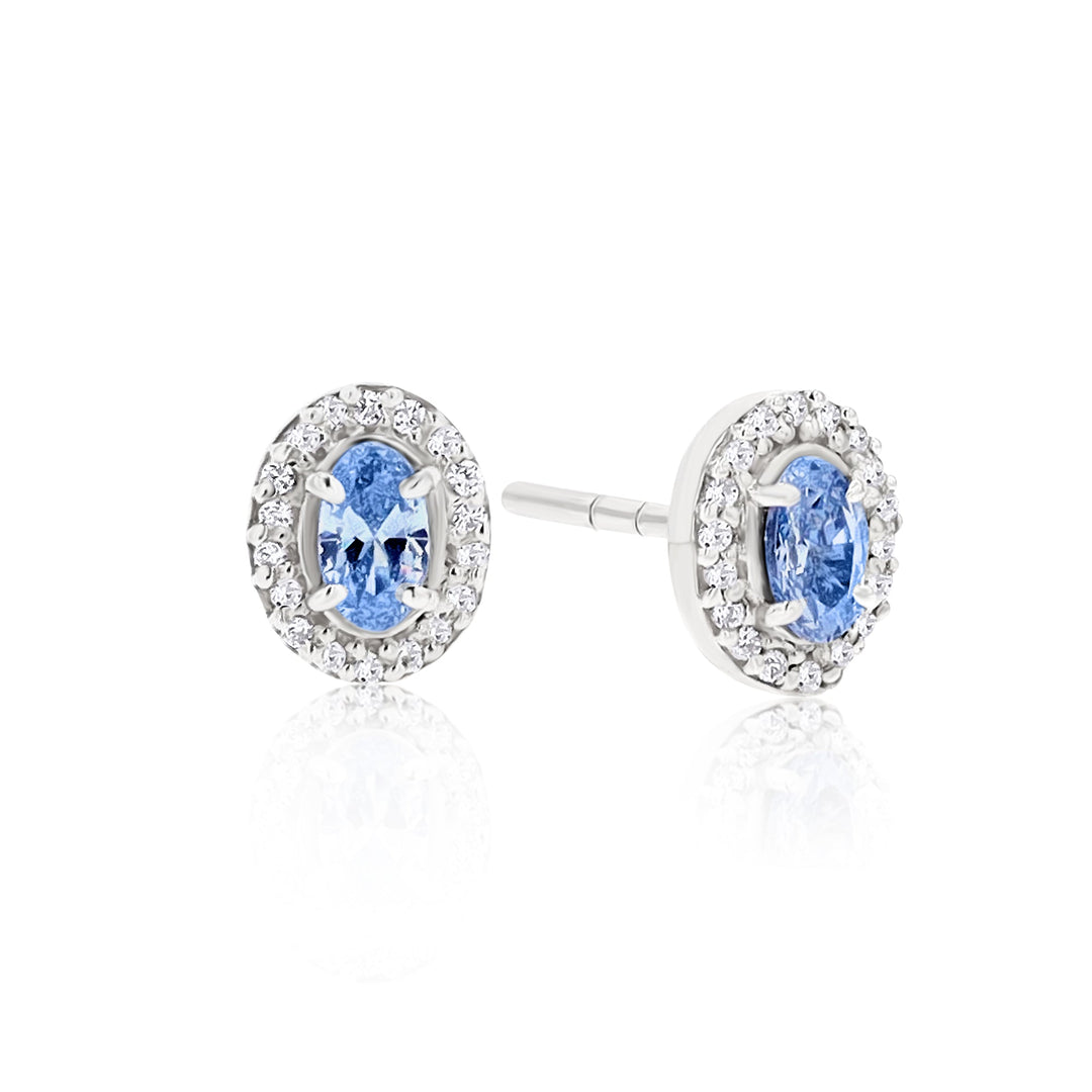 Euterpe Light Sapphire Sterling Silver Earrings - Ema Jewels